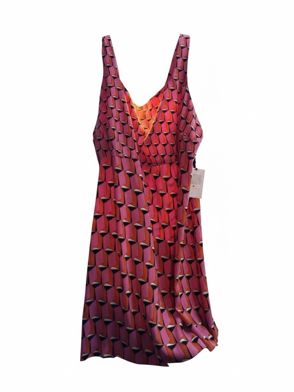 Diane Von Furstenberg Pink and Red Geometric Asymmetrical Dress